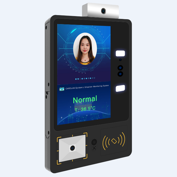 Facial recognition temperature detection smart terminal support NFC and QR
